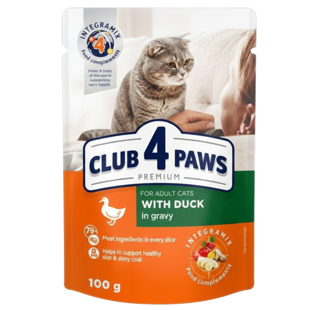 Club 4 Paws Pouch with Duck in Gravy for Adult Cats 100 gr