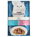 Purina Gourmet Perle cat food package with a white cat on the label