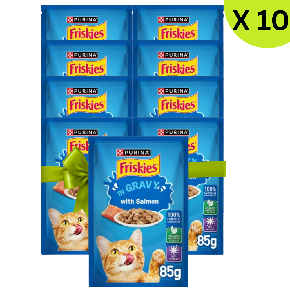 BUY 9 + 1 FREE Friskies Salmon Chunks in Gravy Wet Cat Food Pouch 85g Petfast.shop Friskies Bundles Cat Exclude Food Wet Food petfast.shop EgyptDefault Title 360.00