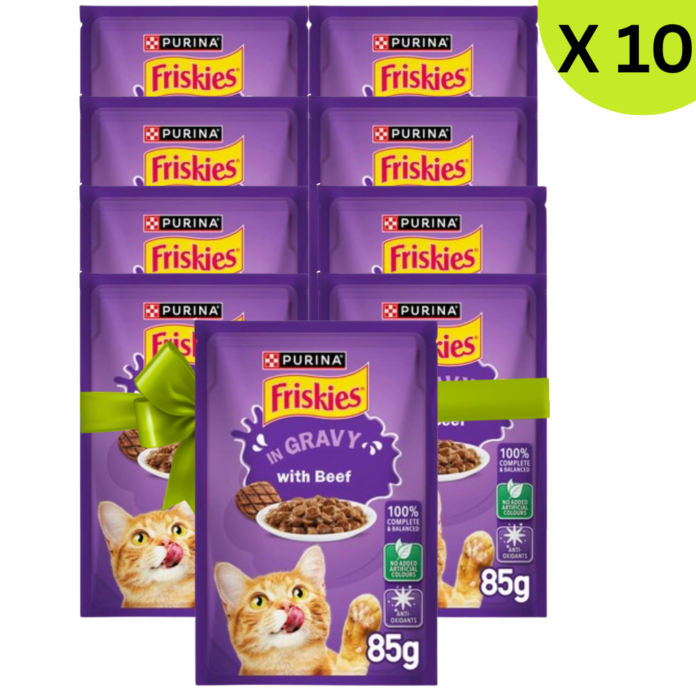 BUY 9 + 1 FREE Friskies Beef Chunks in Gravy Wet Cat Food Pouch 85g Petfast.shop Friskies Bundles Cat Exclude Food Wet Food petfast.shop EgyptDefault Title 360.00