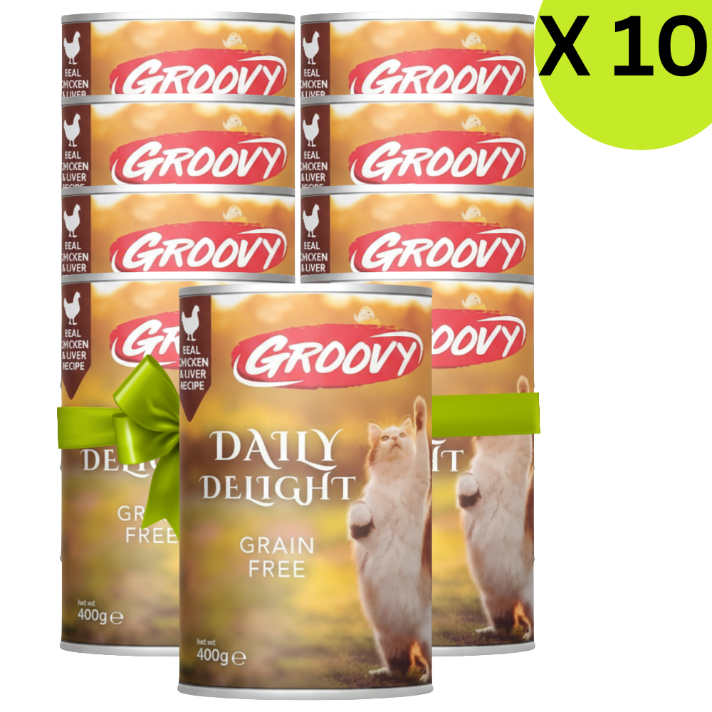 BUY 9 + 1 FREE Groovy Wet Food For Cats Daily delight chicken & liver 400g Petfast.shop Groovy Bundles Cat Exclude Food Wet Food petfast.shop EgyptDefault Title 495.00