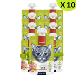 Packaging of cat food pouches with a cat's face on the label, featuring the brand 'Wanpy'.
