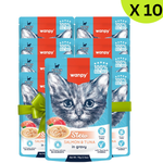 Packaging of Wanpy kitten food with a cat illustration on a white background