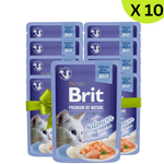 BUY 9 + 1 FREE Brit Wet Food for Adult Cat Fillets in Jelly with Salmon 85g