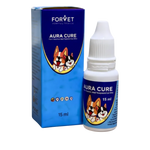 Aura Cure pet supplement bottle and packaging on a white background