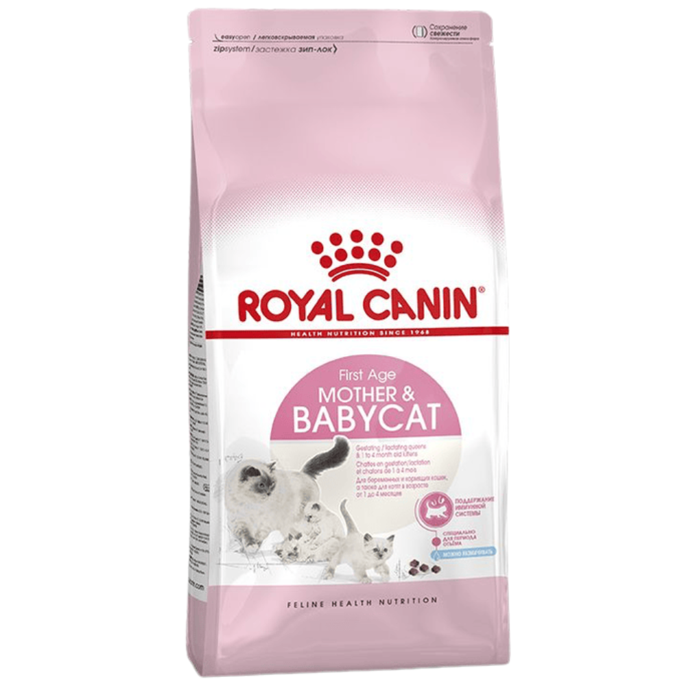 Royal Canin Mother & Babycat food packaging on a white background