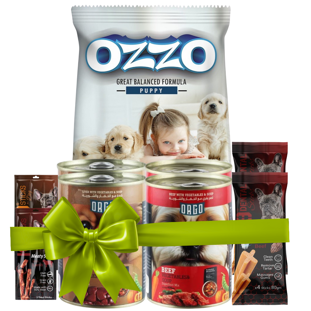 BUY Ozzo Puppy Dry Food 15Kg + 8 FREE( 2Orgo Canned Liver+2Beef+2K9Dental Beef+2k9Sticks ) Petfast.shop Ozzo Bundles Dog Dry Food Exclude Food petfast.shop Egypt 1900.00