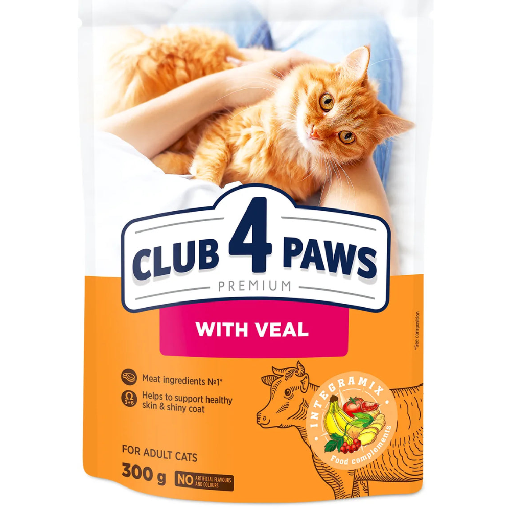 Club 4 Paws Dry Food For Adult Cat Premium With Veal
