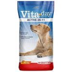 Vita-day Active 25-11 dog food package with a dog on the label