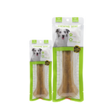 Two packages of dog chew toys with packaging featuring a dog image and text.