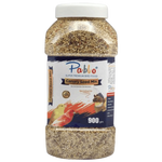 Jar of Pablo Canary Seed Mix on a white background