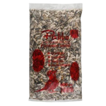 Bag of bird seed with red cardinal illustrations on a white background