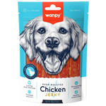 Wanpy Oven-Roasted Chicken Jerky dog treat package with a dog's face on the packaging.