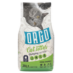 Bag of Orego cat litter with a cat on the packaging on a white background