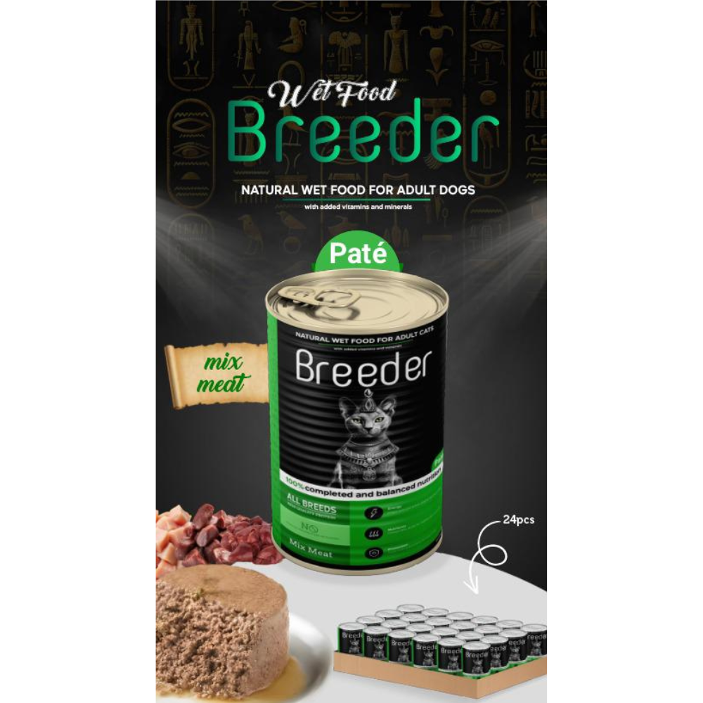 Breeder Pate Canned Food for adult cat mix meat 400g