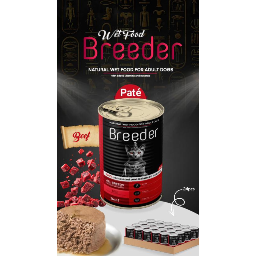 breeder pate canned food for adult cat beef 400g