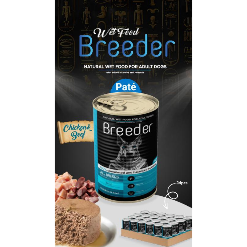 Breeder Pate Canned Food For Adult Dog Chicken With Beef 400 G