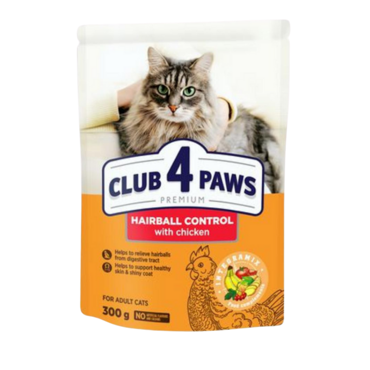 Club 4 Paws Dry Food For Adult Cat Premium Hairball Control With Chicken 300 G