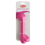 Pink dog toy with 'Groovy' branding on a white background