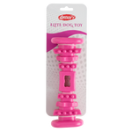 Pink dog toy with 'Groovy' branding on a white background