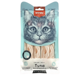 Cat treat package with Wanpy branding and a cat illustration on a light blue background