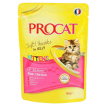 Procat kittens soft chunks in jelly pouch with a cat on the label
