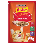 BUY 9 + 1 FREE Friskies Duck Chunks in Gravy Wet Cat Food Pouch 85g