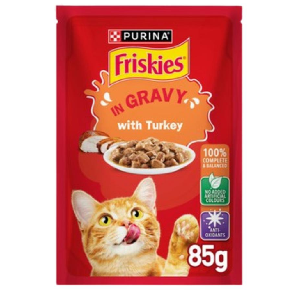 BUY 9 + 1 FREE FFriskies Turkey Chunks in Gravy Wet Cat Food Pouch 85g