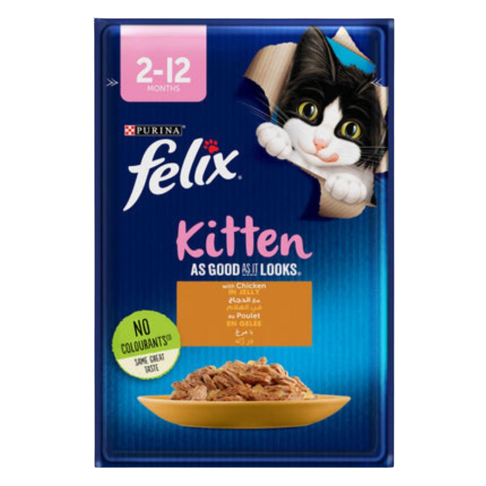 BUY 5 + 1 FREE Felix Chicken in Jelly Wet Kitten Food Pouch 85g – Complete Nutrition for Kittens Petfast.shop Felix Bundles Cat Exclude Food Wet Food petfast.shop EgyptDefault Title 275.00