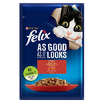 BUY 9 + 1 Felix with Beef Wet Cat Food Pouch 85g