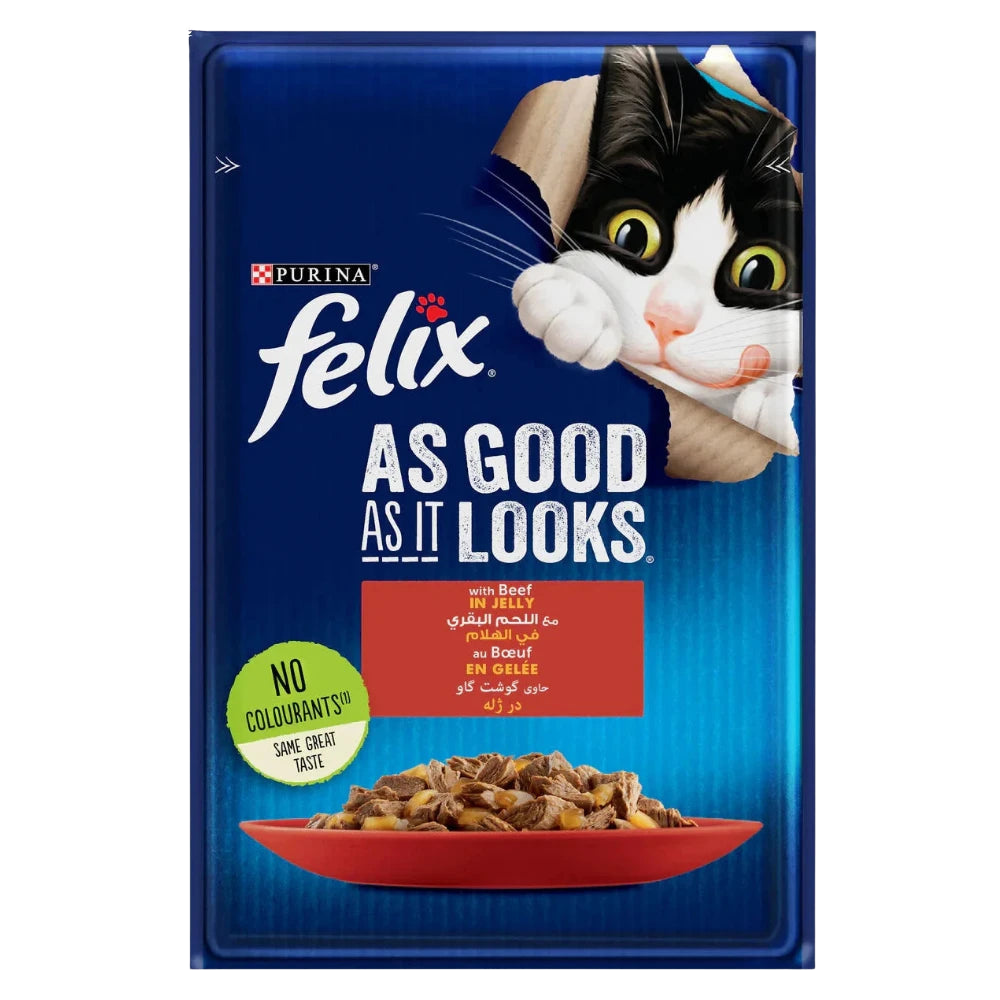 Felix with Beef Wet Cat Food Pouch 85g Petfast.shop Felix Cat Food Wet Food petfast.shop Egypt PFE1944S Default Title 55.00