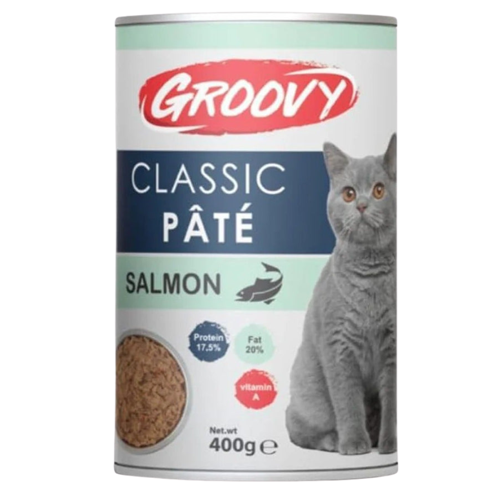 BUY 9 + 1 FREE Groovy Wet Food For Cats Classic pate salmon 400g