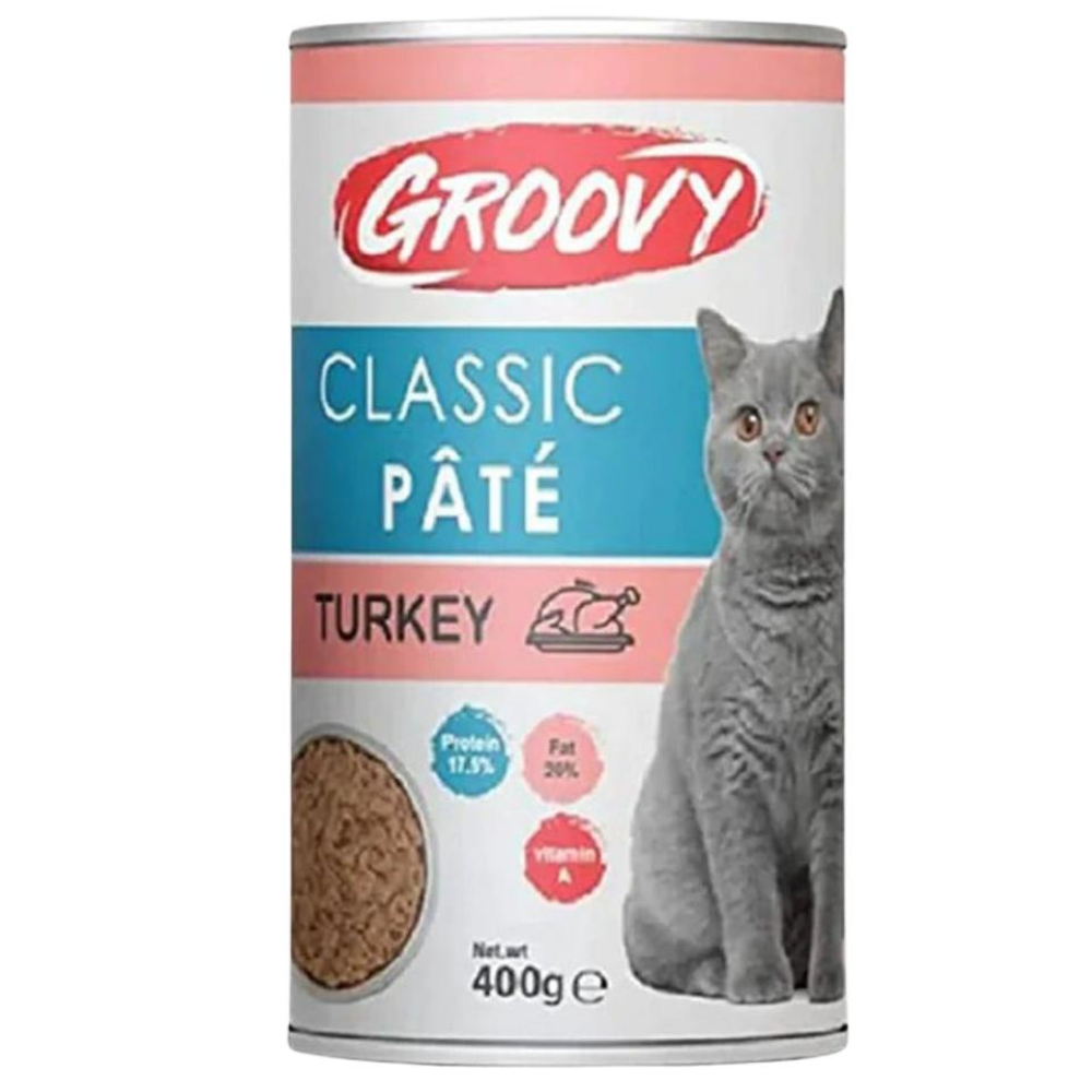 BUY 9 + 1 FREE Groovy Wet Food For Cats Classic pate turkey 400g
