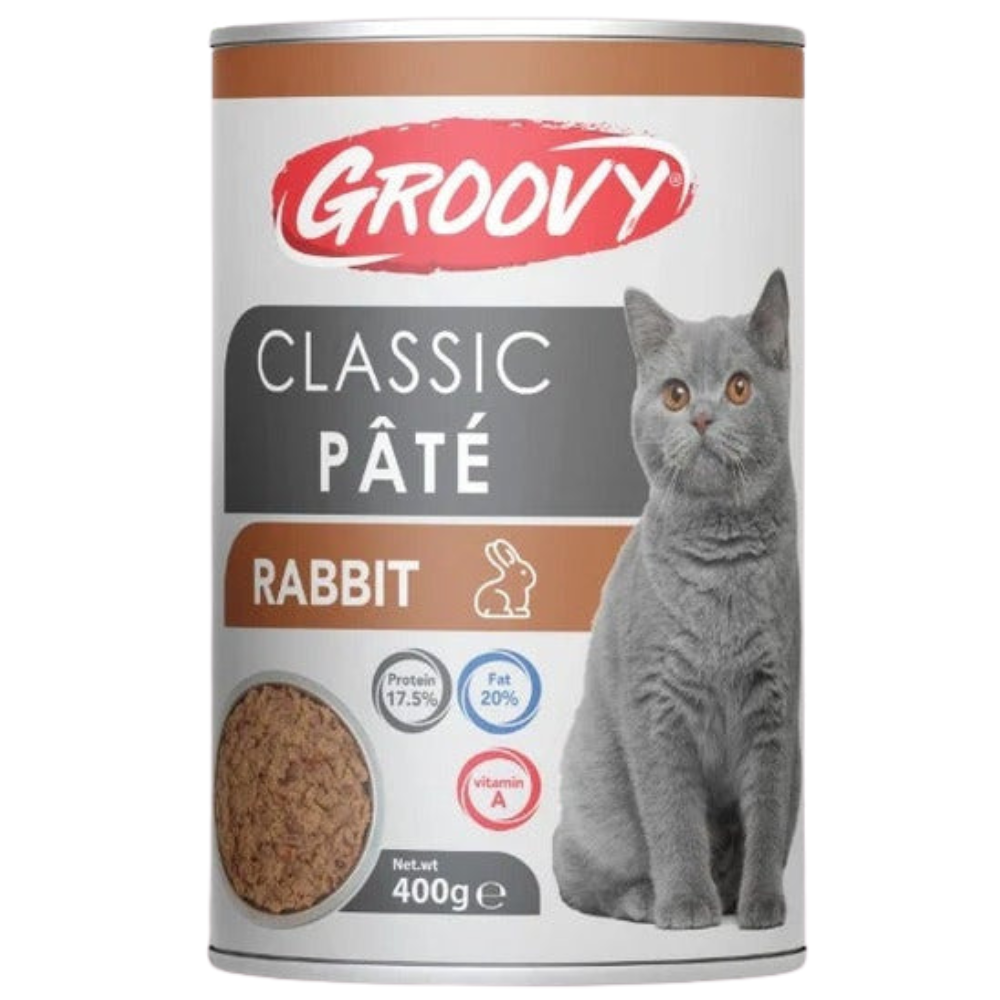 BUY 9 + 1 FREE Groovy Wet Food For Cats Classic Pate Rabbit 400g