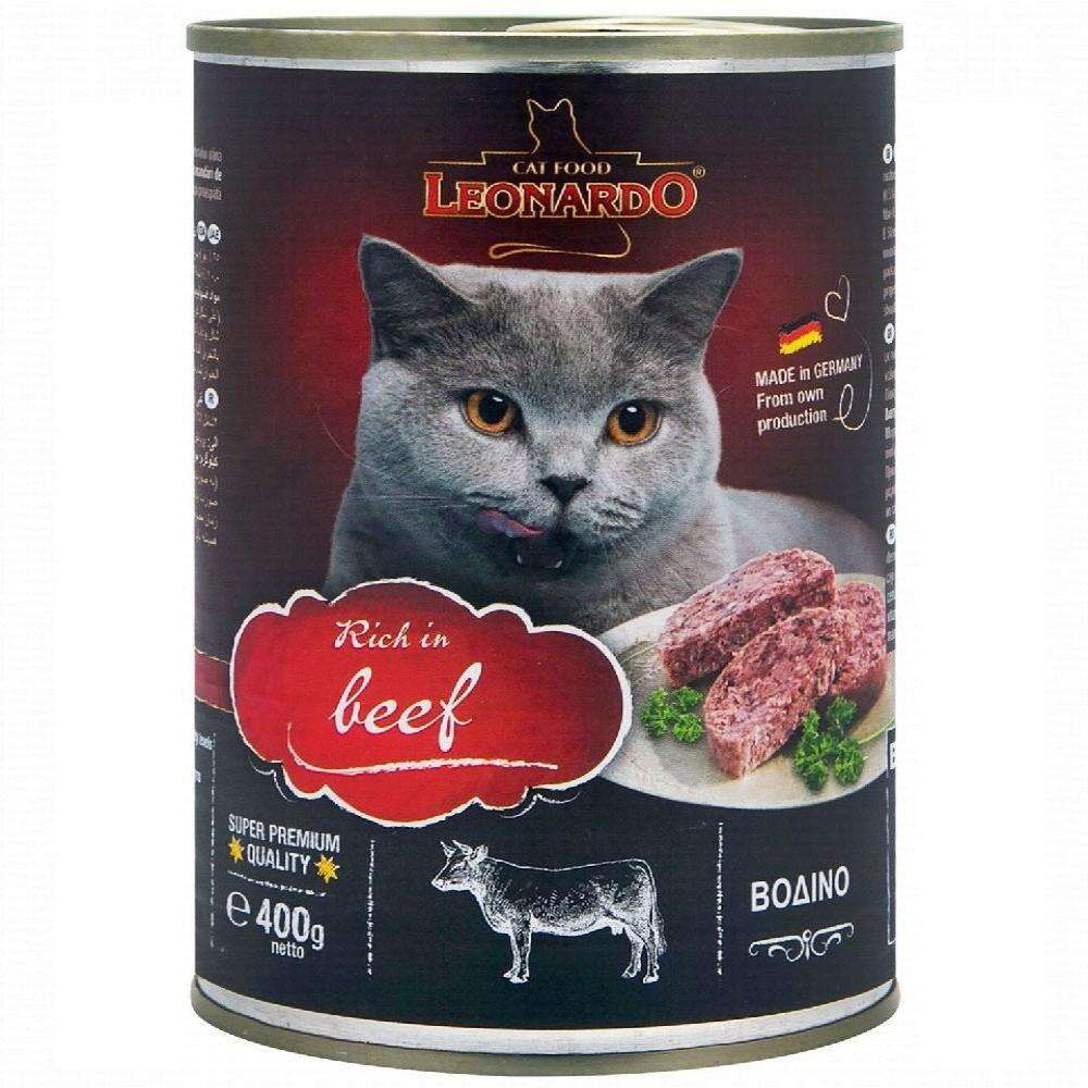 BUY 9 + 1 FREE Leonardo Wet Food Rich In Beef For Adult Cats 400 g