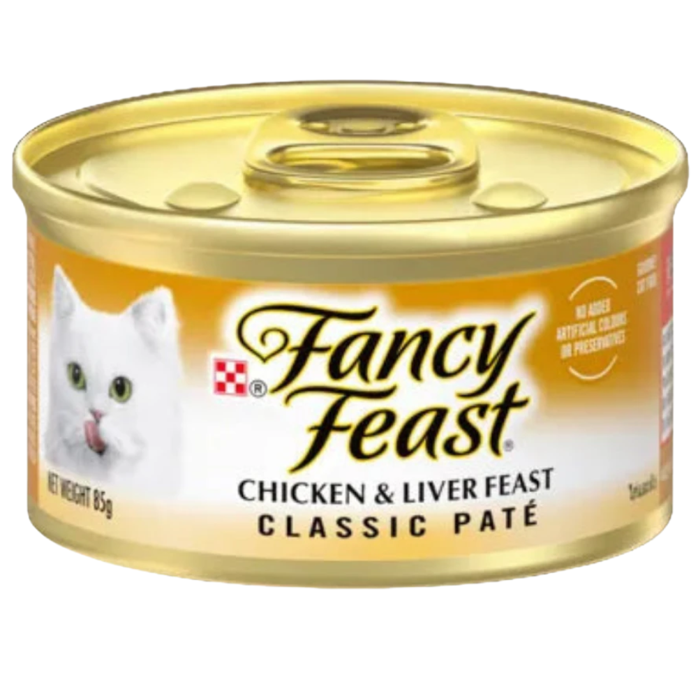 BUY 9 + 1 FERR Fancy Feast Classic Pate Chicken & Liver Feast Gourmet Cat Food 85g