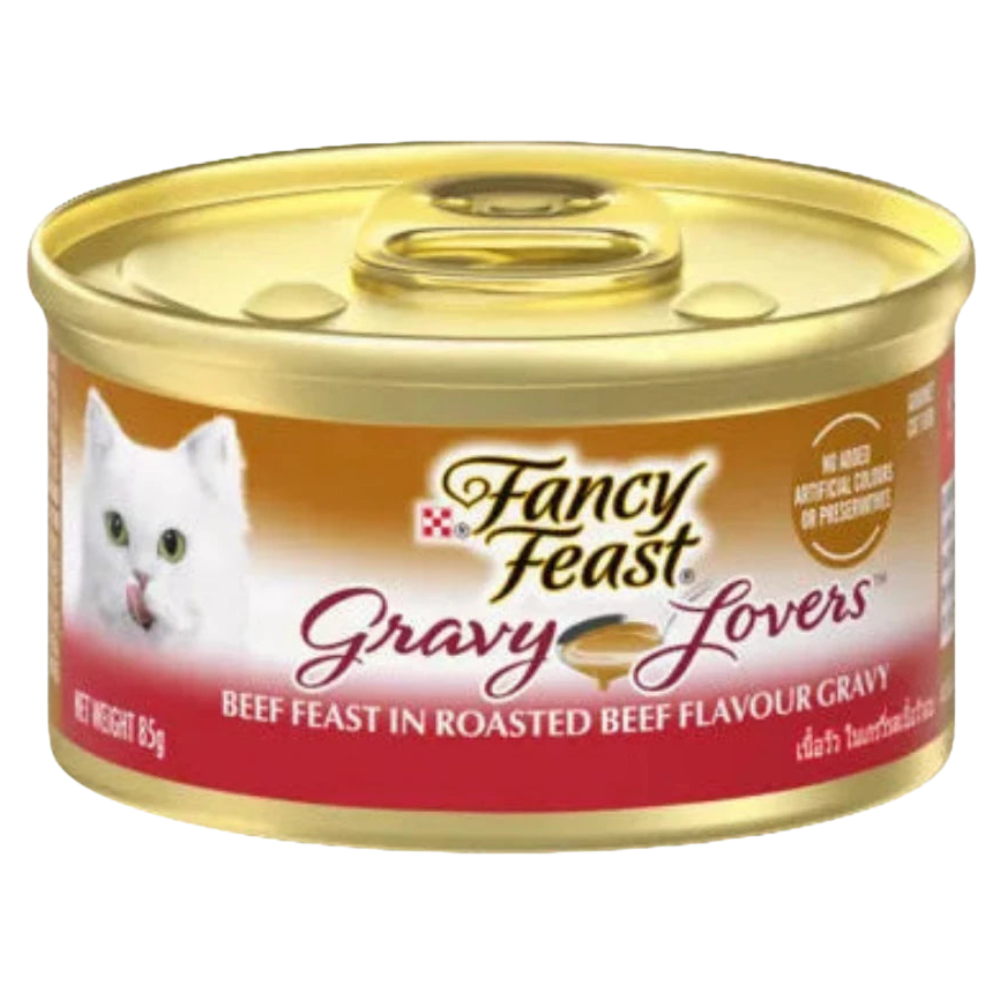 BUY 9 + 1 FERR Fancy Feast Gravy Lovers Beef Feast in Roasted Beef Flavour in Gravy Gourmet Cat Food 85g
