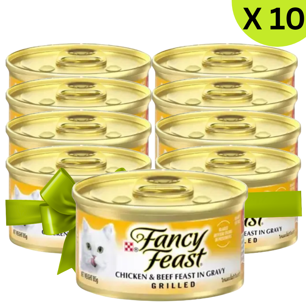 BUY 9 + 1Fancy Feast Grilled Chicken & Beef Feast in Gravy 85g