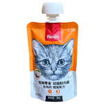 Wanpy cat food pouch with a cat's face on an orange background