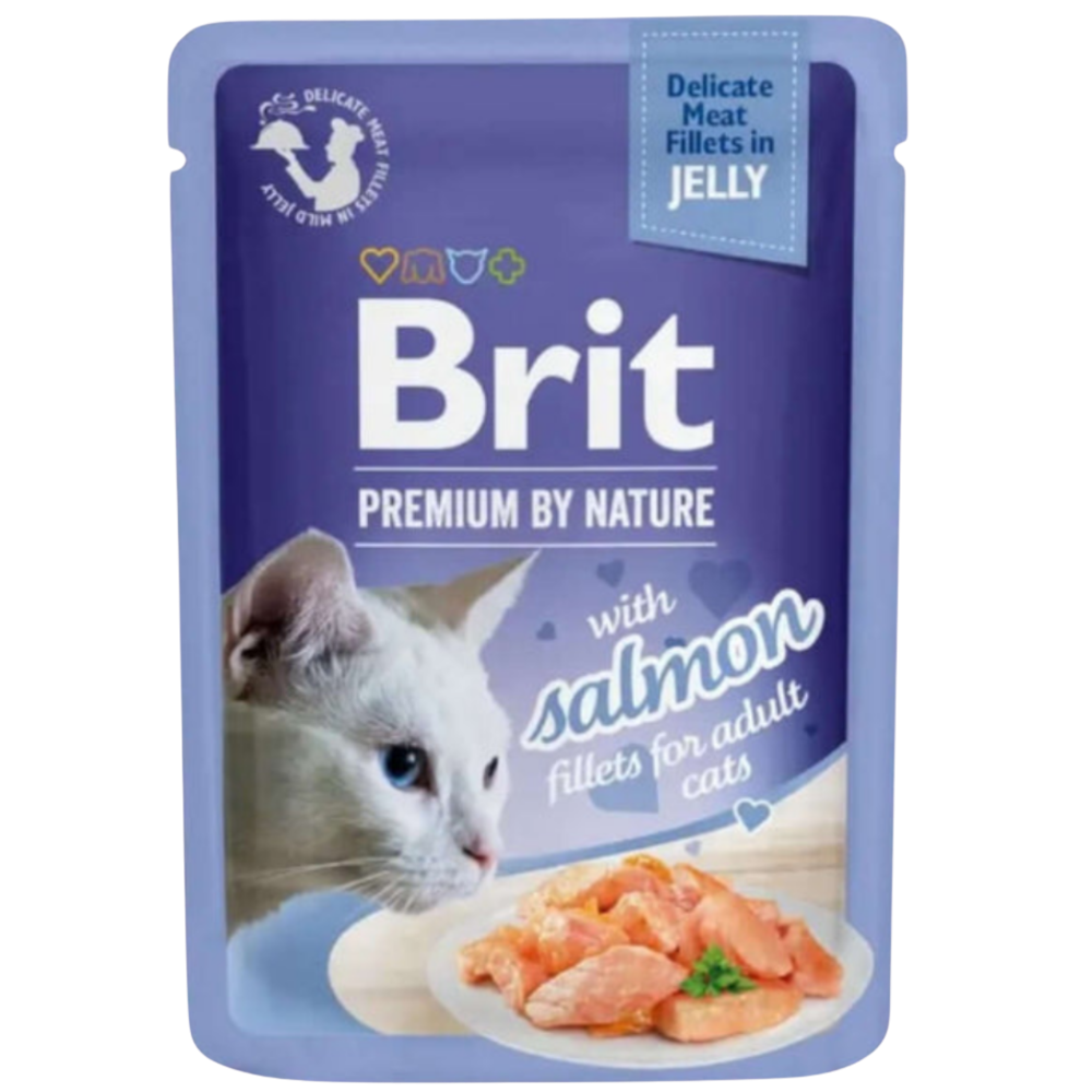 Brit Wet Food for Adult Cat Fillets in Jelly with Salmon 85g
