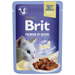 BUY 9 + 1 FREE Brit Wet Food For Adult Cat Fillets In Jelly With Beef 85 G