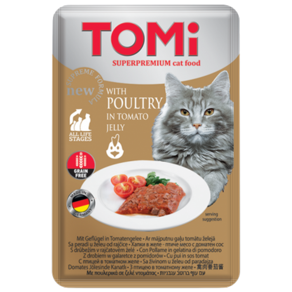 BUY 9 + 1 FREE Tomi Super Premium Cat Food With Poultry In Tomato Jely 100 G