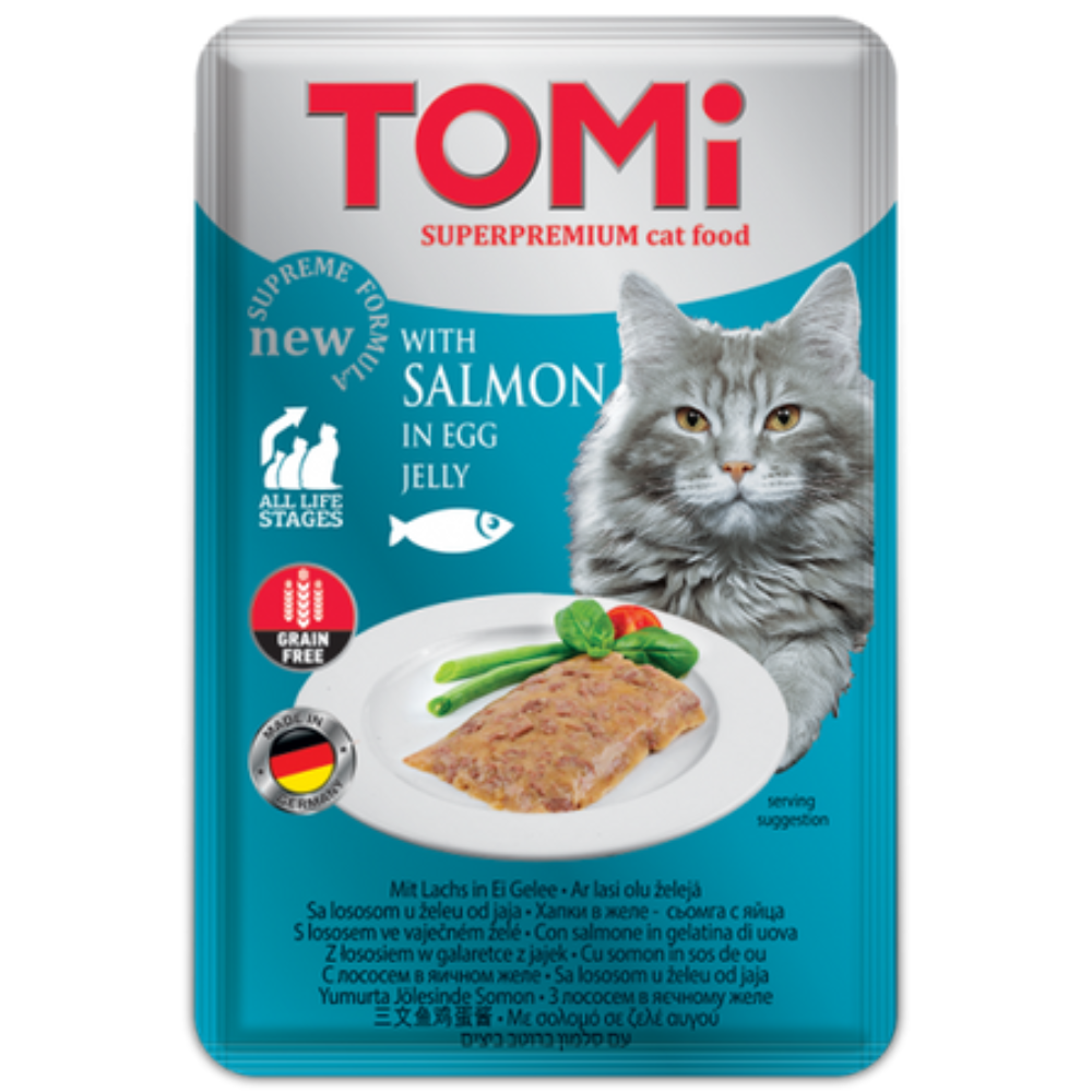BUY 9 + 1 FREE Tomi Super Premium Cat Food With Salmon In Egg Jelly 100 G