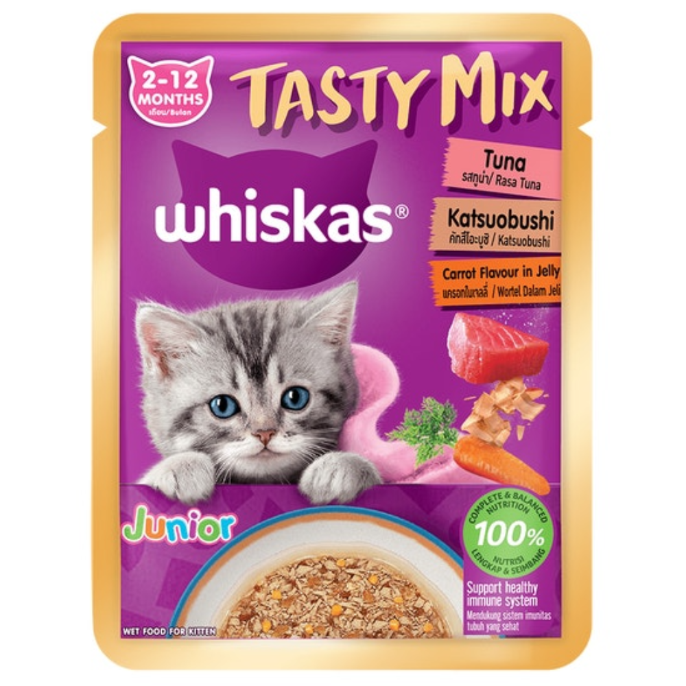 BUY 9 + 1 FREE Whiskas Wet Food for Kitten Tasty Mix Tuna & Carrot 70G Petfast.shop Whiskas Bundles Cat Exclude Food Wet Food petfast.shop Egypt 990.00