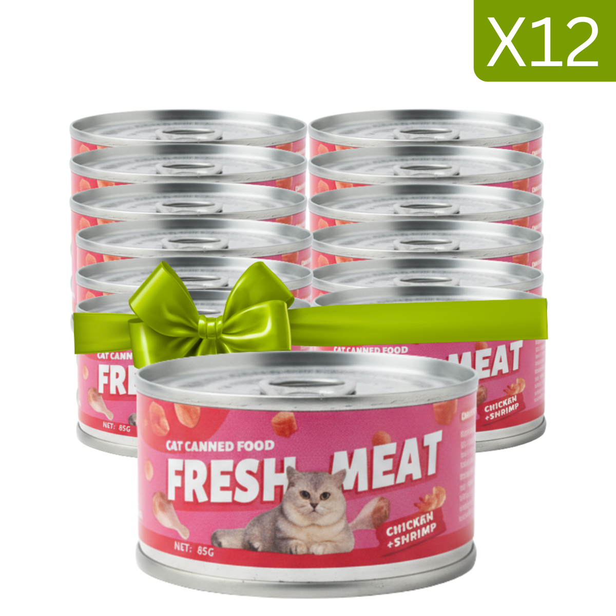 12x Petmetro Chicken&Shrimp Cat Wet Food Canned 85g