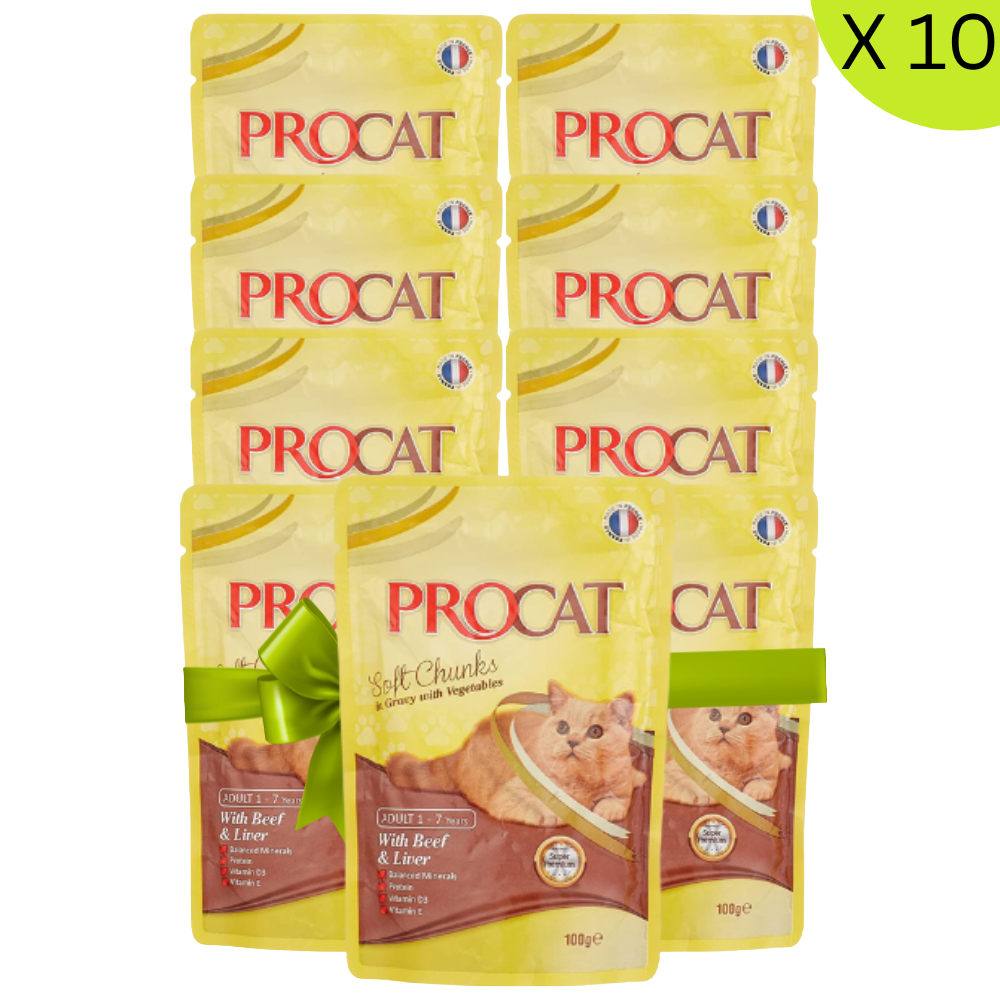 BUY 9 + 1 FREE Procat Soft with Beef and Liver 100g Petfast.shop ProCat Bundles Cat Exclude Food Wet Food petfast.shop Egypt PBU5380S Default Title 450.00