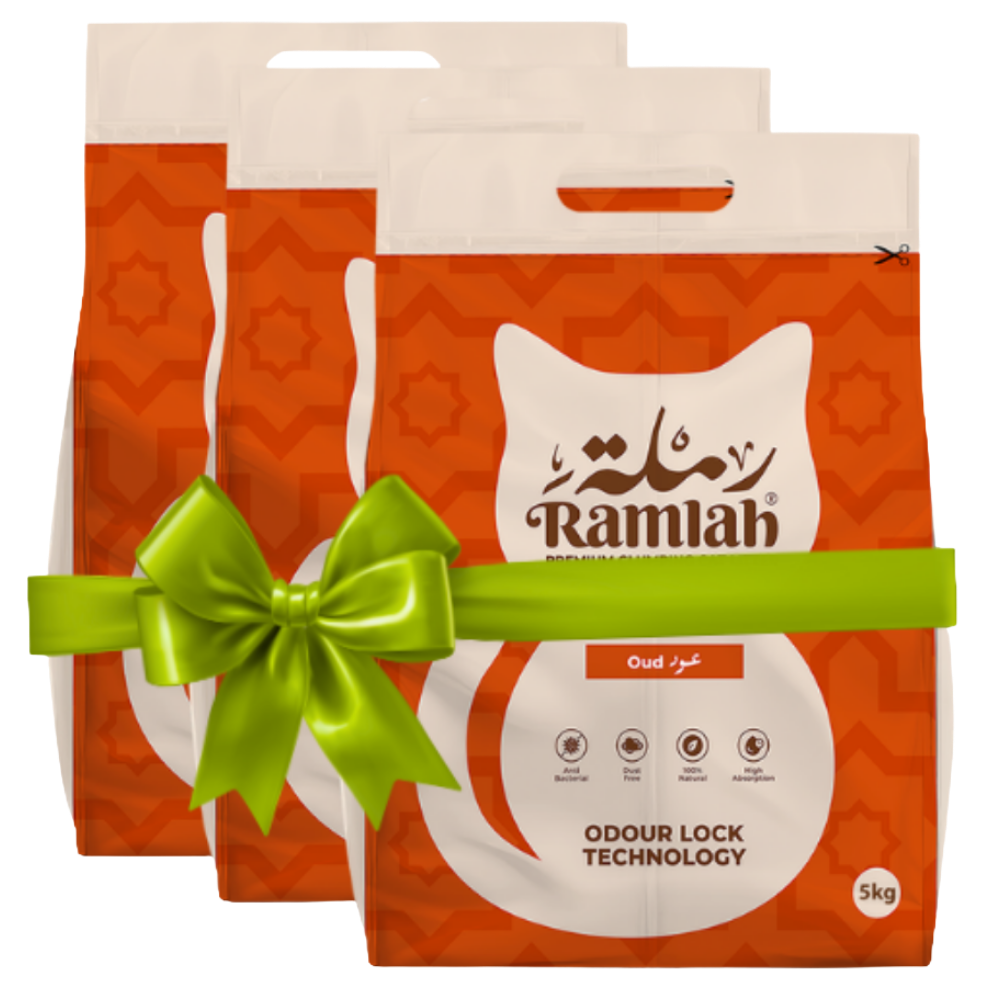 3 x Ramlah Premium Cat Litter – Oud Scented 5 Kg ≈ 6 L Petfast.shop Ramlah Box & Accessories & Litter Bundles Cat Exclude Kitten Litter petfast.shop Egypt PXR4871S Default Title 370.00