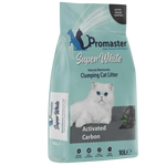 Promaster Super White cat litter packaging with a cat on a white background