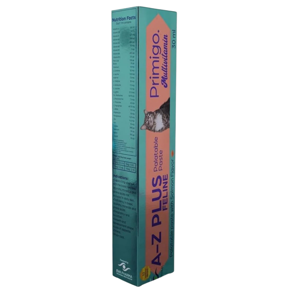 Primigo A-Z Plus Feline Multivitamin - Salmon Flavor Palatable Paste 30 ml Petfast.shop eva pharma Cat Pharmacy Vitamins & Supplements petfast.shop EgyptDefault Title 395.00