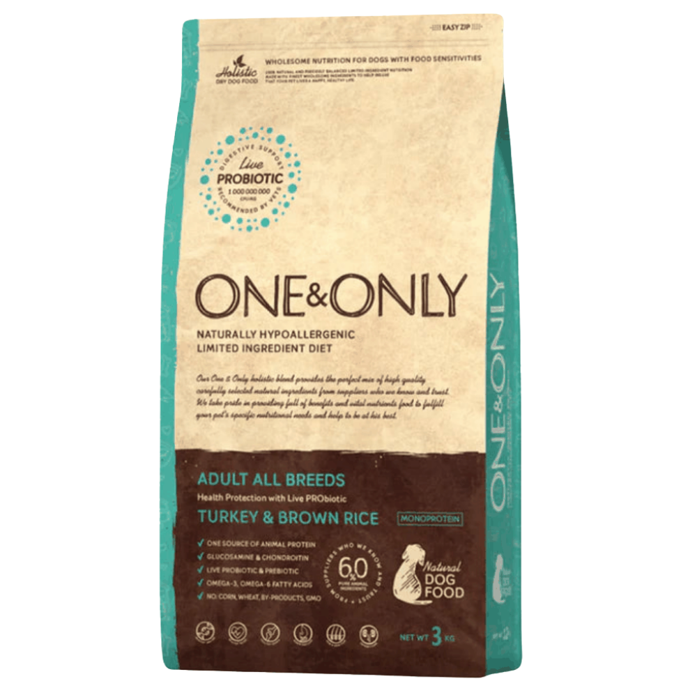One & Only Dry Food for Adult Dog All Breed Turkey & Brown Rice 3Kg